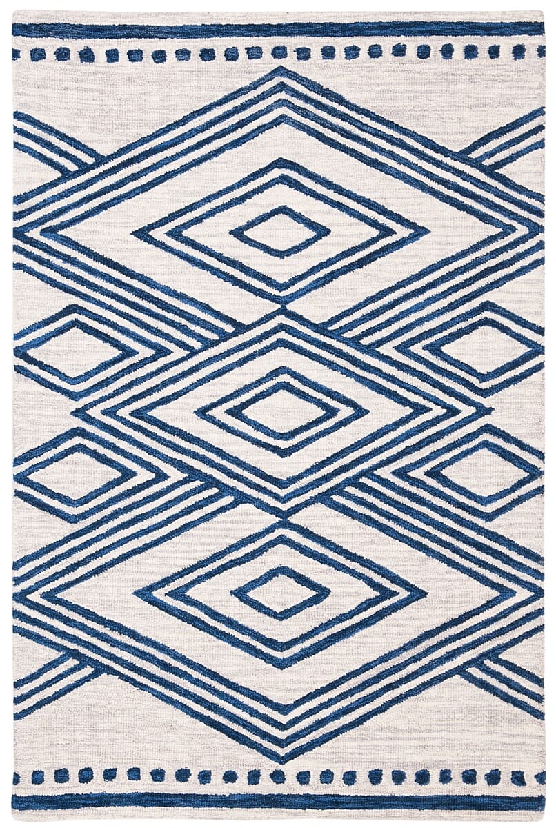 Safavieh Micro Loop Mlp156A Ivory/Navy Rug.