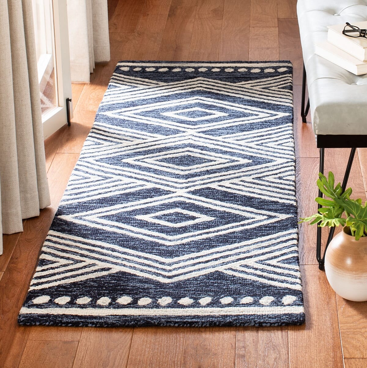 Safavieh Micro Loop Mlp156N Navy/Ivory Rug.