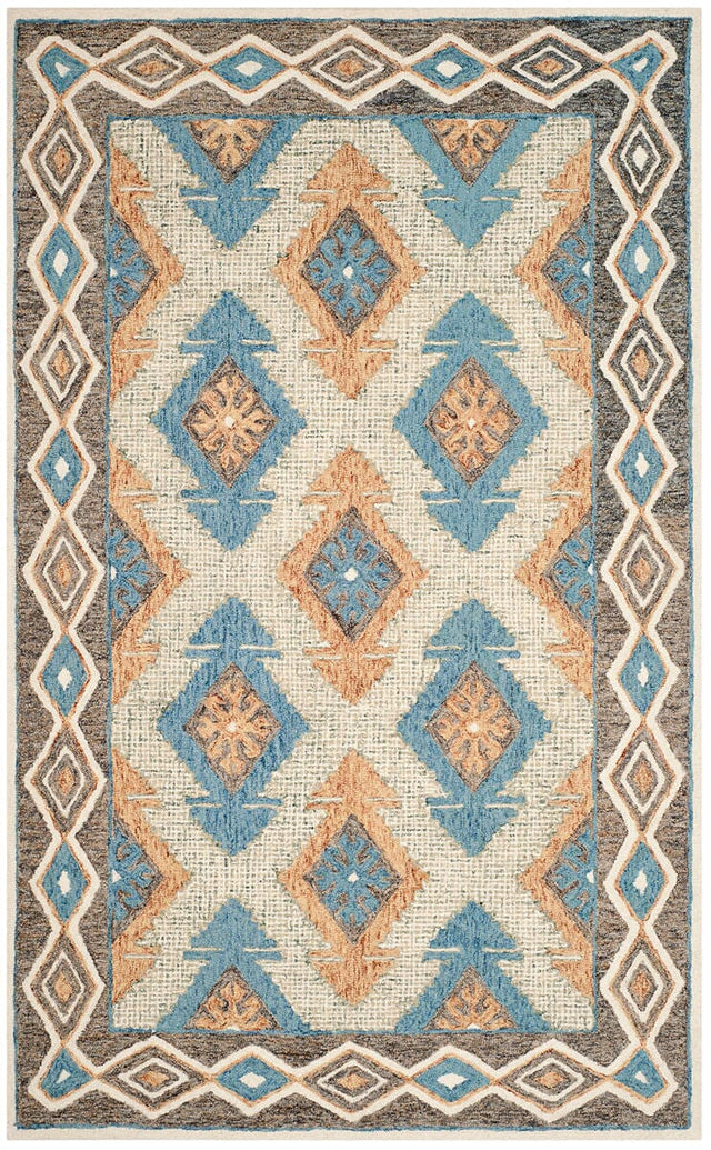 Safavieh Micro-Loop Mlp401A Blue / Beige Rugs.