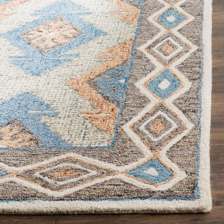Safavieh Micro-Loop Mlp401A Blue / Beige Rugs.
