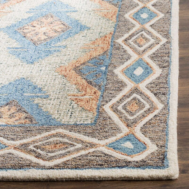 Safavieh Micro-Loop Mlp401A Blue / Beige Rugs.