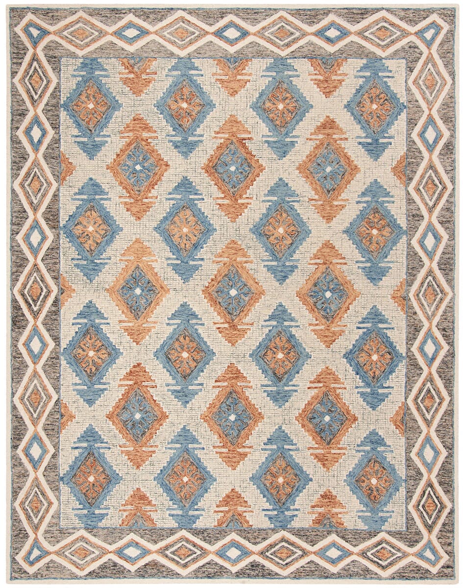 Safavieh Micro-Loop Mlp401A Blue / Beige Rugs.