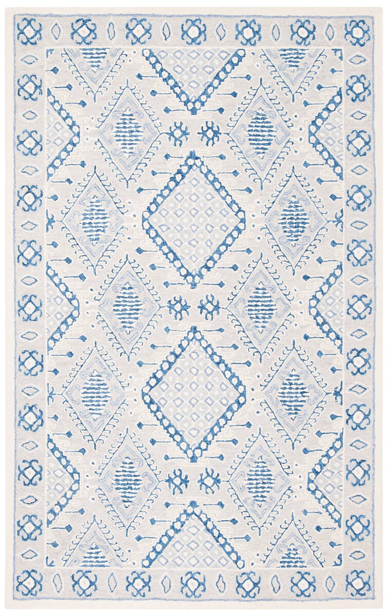 Safavieh Micro-Loop Mlp511F Light Grey / Blue Rugs.