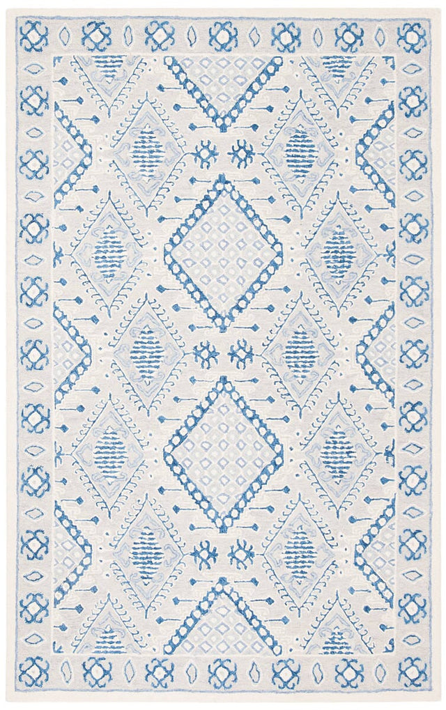 Safavieh Micro-Loop Mlp511F Light Grey / Blue Rugs.