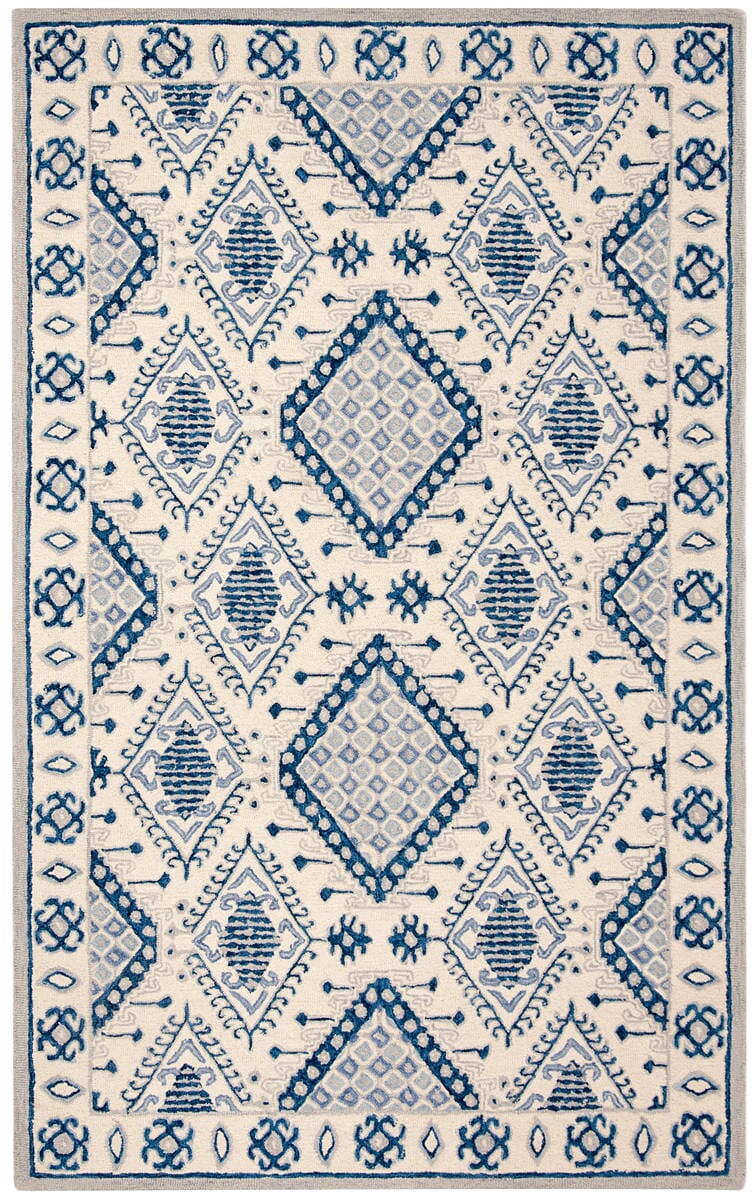 Safavieh Micro-Loop Mlp511M Ivory / Blue Rugs.