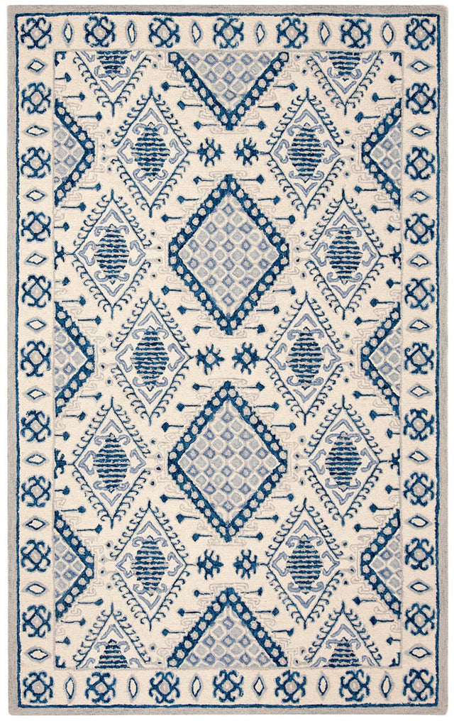 Safavieh Micro-Loop Mlp511M Ivory / Blue Rugs.