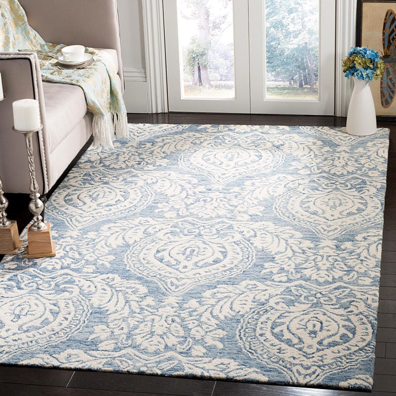 Safavieh Micro-Loop Mlp512M Blue / Ivory Rugs.