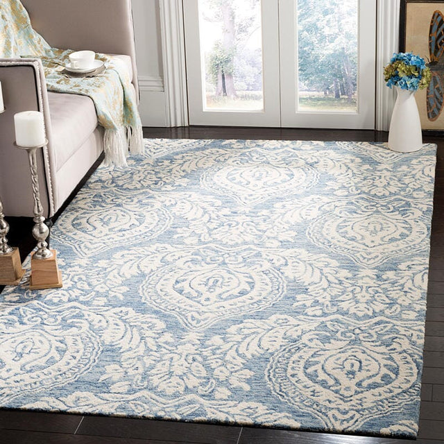 Safavieh Micro-Loop Mlp512M Blue / Ivory Rugs.