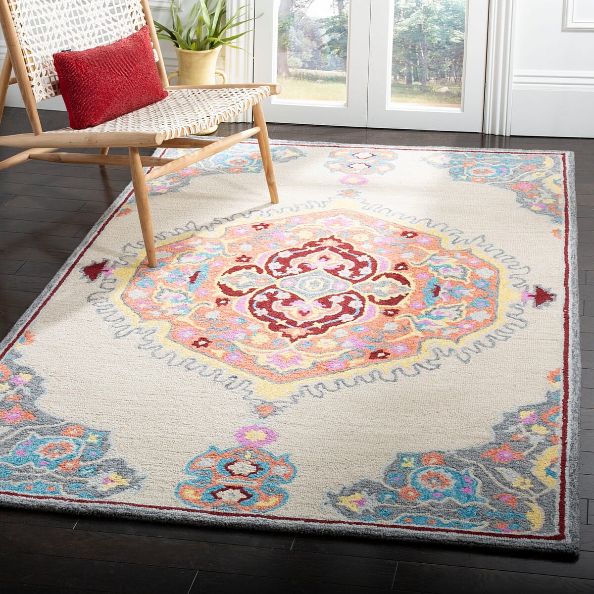 Safavieh Micro-Loop Mlp551B Beige / Orange Rugs.
