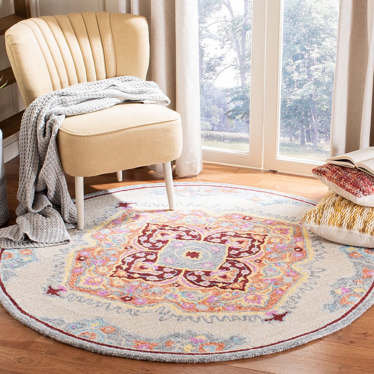 Safavieh Micro-Loop Mlp551B Beige / Orange Rugs.