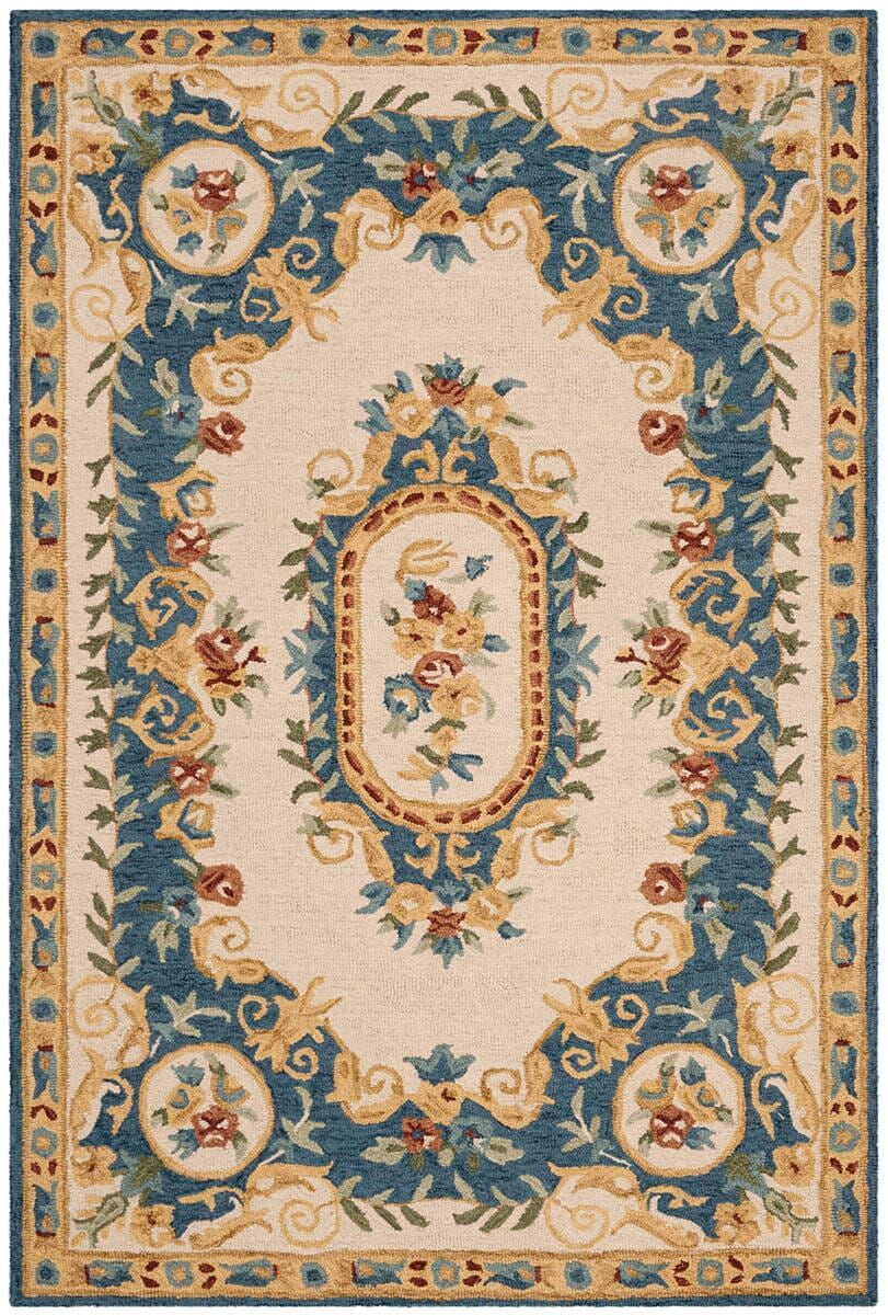 Safavieh Micro-Loop Mlp601A Cream / Blue Rugs.