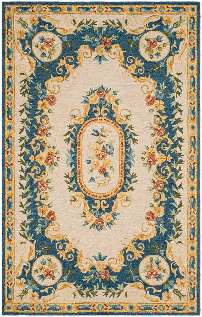 Safavieh Micro-Loop Mlp601A Cream / Blue Rugs.