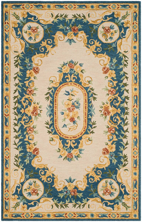 Safavieh Micro-Loop Mlp601A Cream / Blue Rugs.