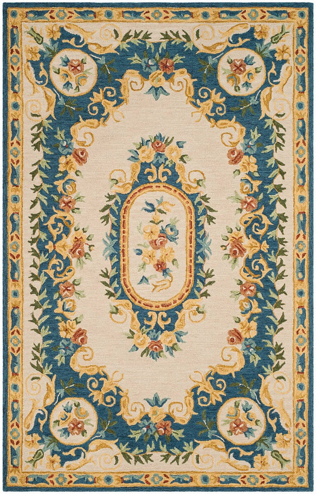 Safavieh Micro-Loop Mlp601A Cream / Blue Rugs.