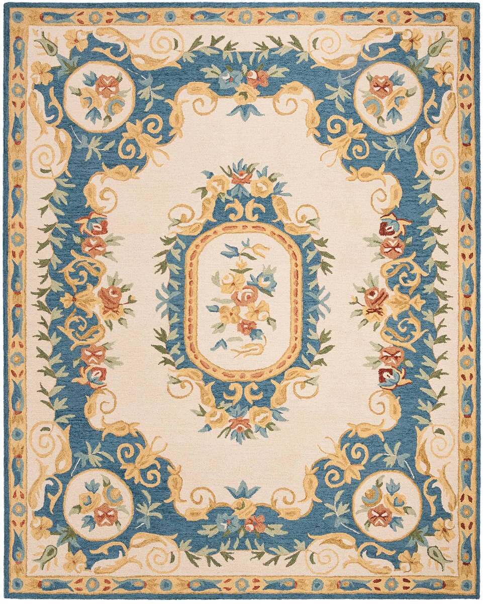 Safavieh Micro-Loop Mlp601A Cream / Blue Rugs.