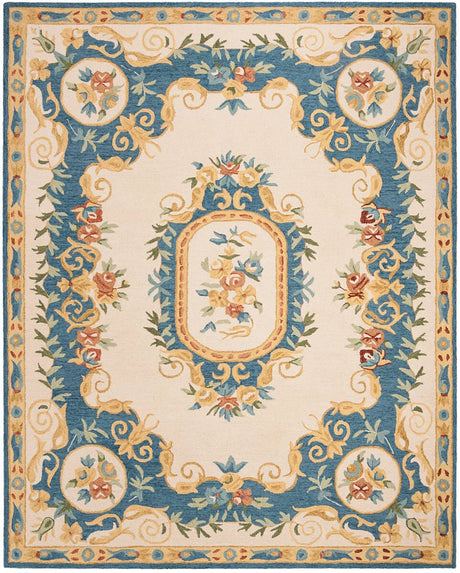 Safavieh Micro-Loop Mlp601A Cream / Blue Rugs.