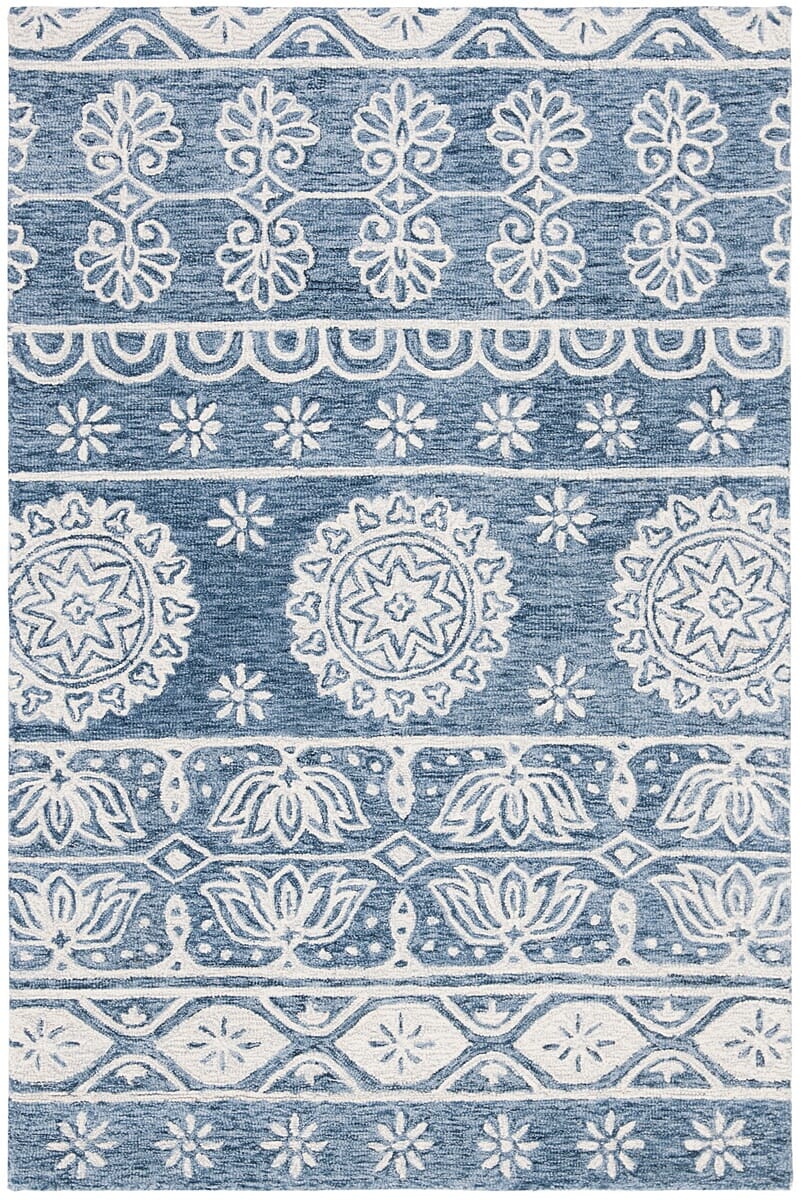 Safavieh Micro-Loop Mlp607M Blue / Ivory Rugs.