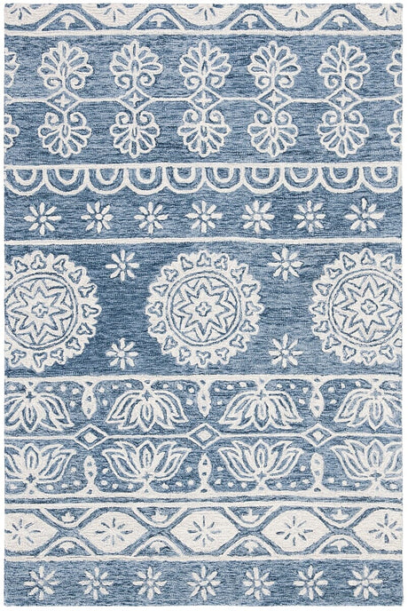 Safavieh Micro-Loop Mlp607M Blue / Ivory Rugs.