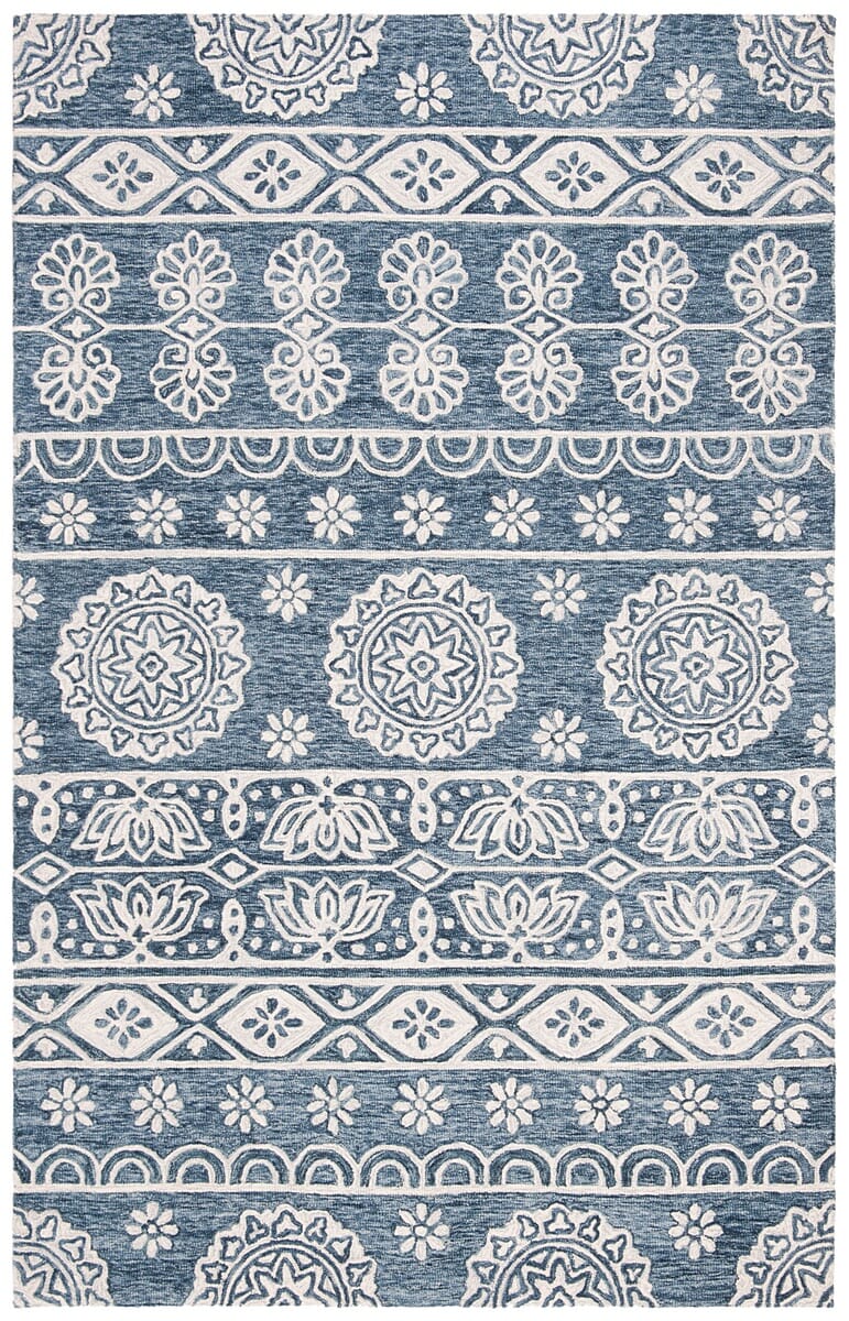Safavieh Micro-Loop Mlp607M Blue / Ivory Rugs.
