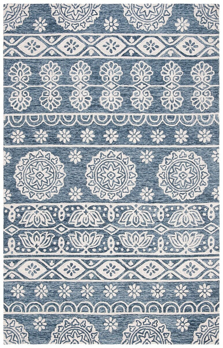Safavieh Micro-Loop Mlp607M Blue / Ivory Rugs.