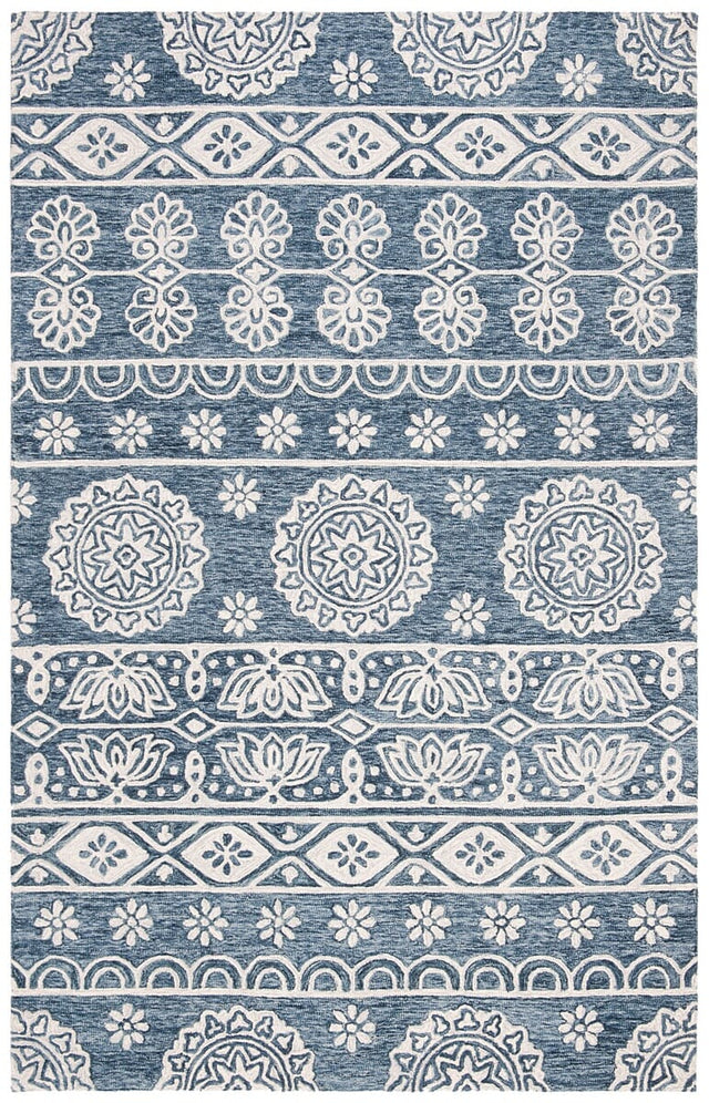 Safavieh Micro-Loop Mlp607M Blue / Ivory Rugs.