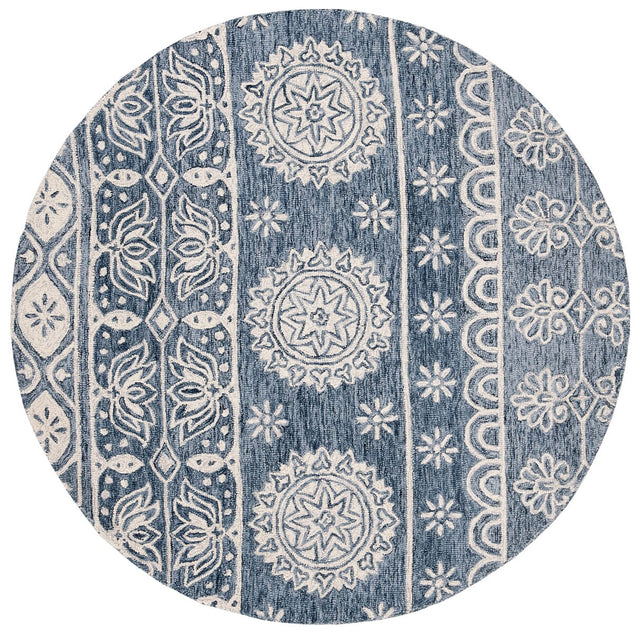 Safavieh Micro-Loop Mlp607M Blue / Ivory Rugs.