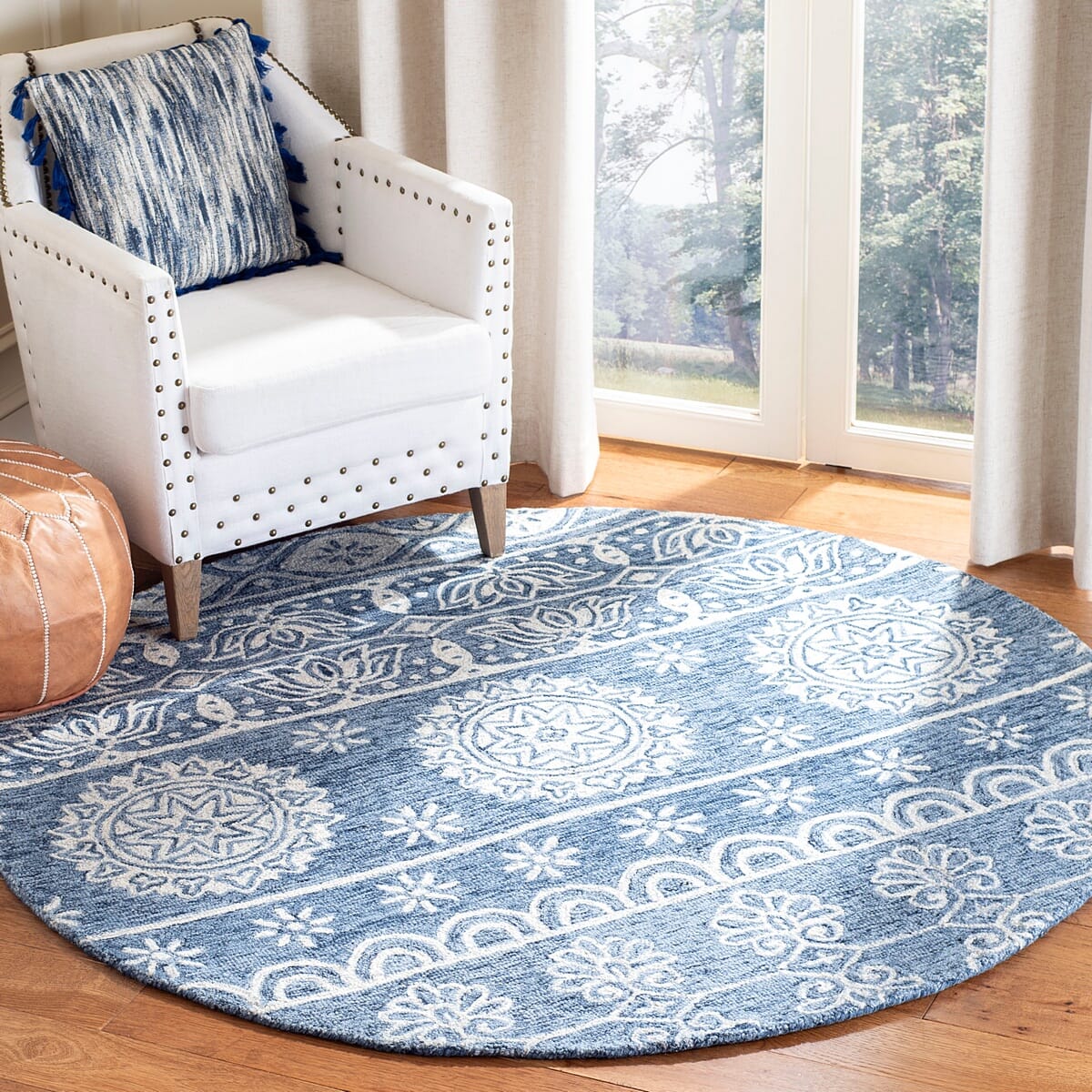 Safavieh Micro-Loop Mlp607M Blue / Ivory Rugs.