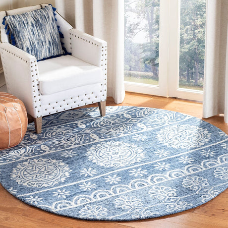 Safavieh Micro-Loop Mlp607M Blue / Ivory Rugs.