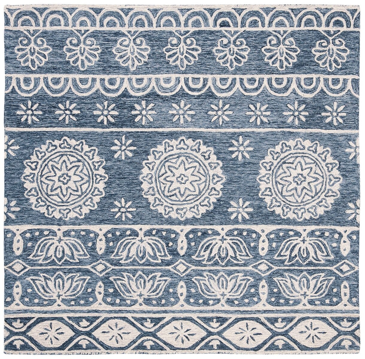 Safavieh Micro-Loop Mlp607M Blue / Ivory Rugs.