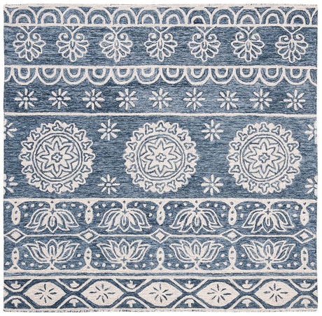 Safavieh Micro-Loop Mlp607M Blue / Ivory Rugs.