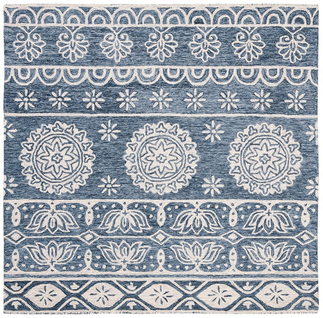 Safavieh Micro-Loop Mlp607M Blue / Ivory Rugs.
