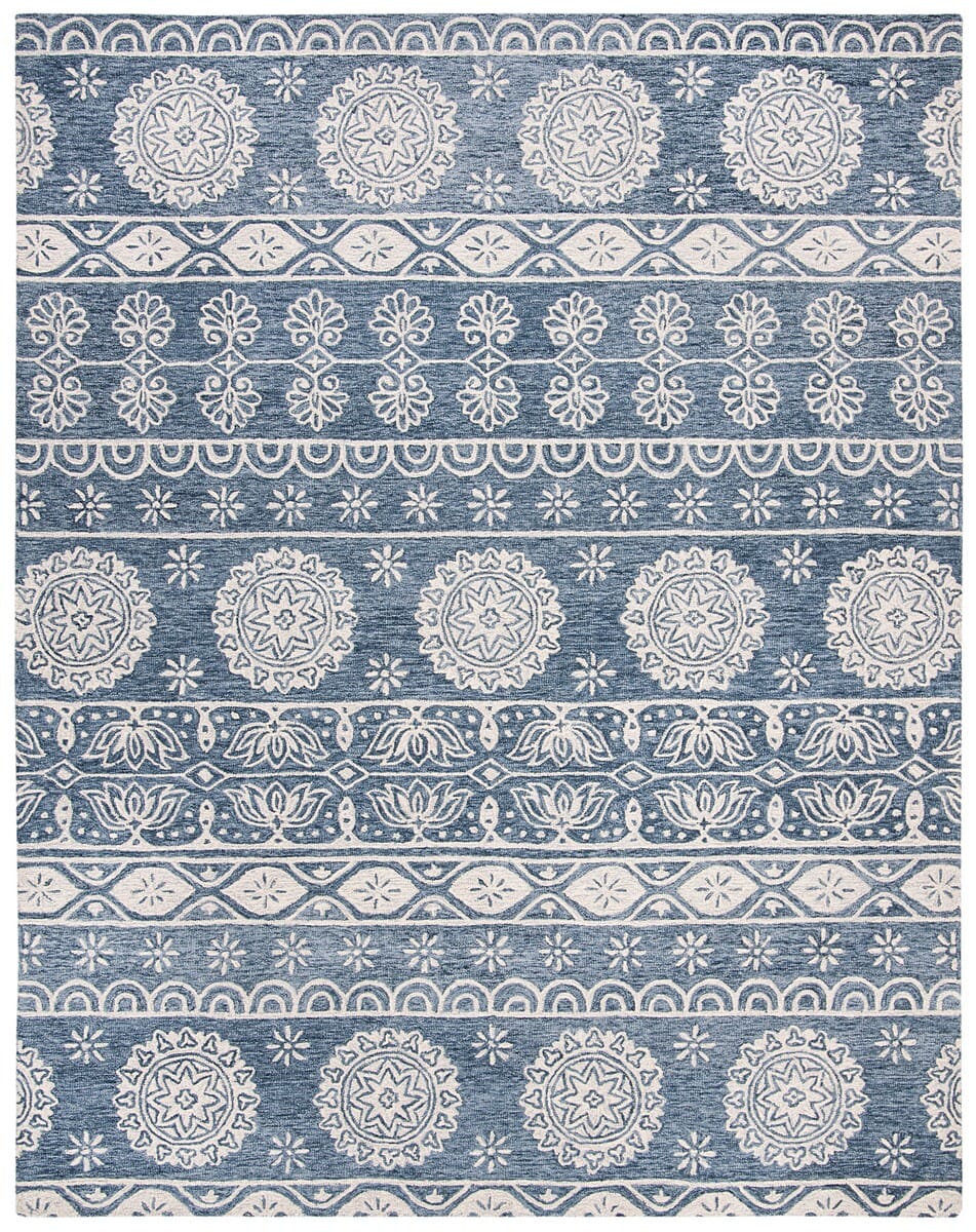 Safavieh Micro-Loop Mlp607M Blue / Ivory Rugs.