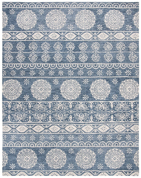 Safavieh Micro-Loop Mlp607M Blue / Ivory Rugs.