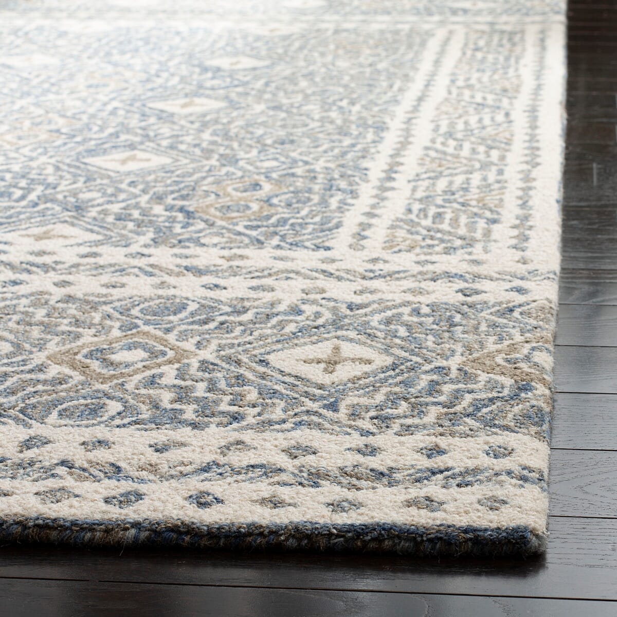 Safavieh Micro-Loop Mlp803M Blue / Ivory Rugs.