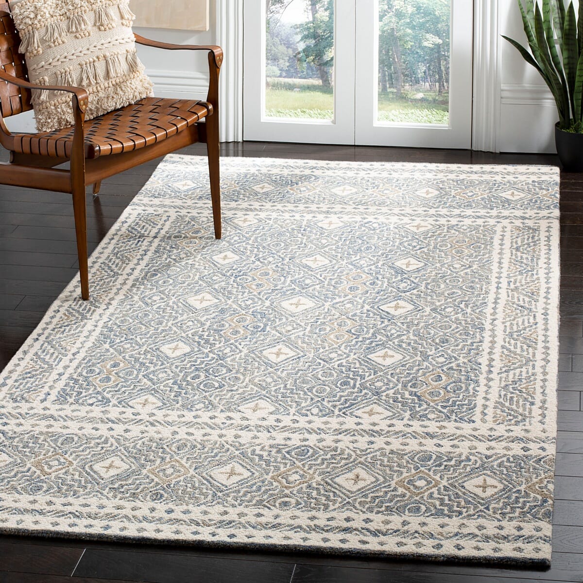 Safavieh Micro-Loop Mlp803M Blue / Ivory Rugs.