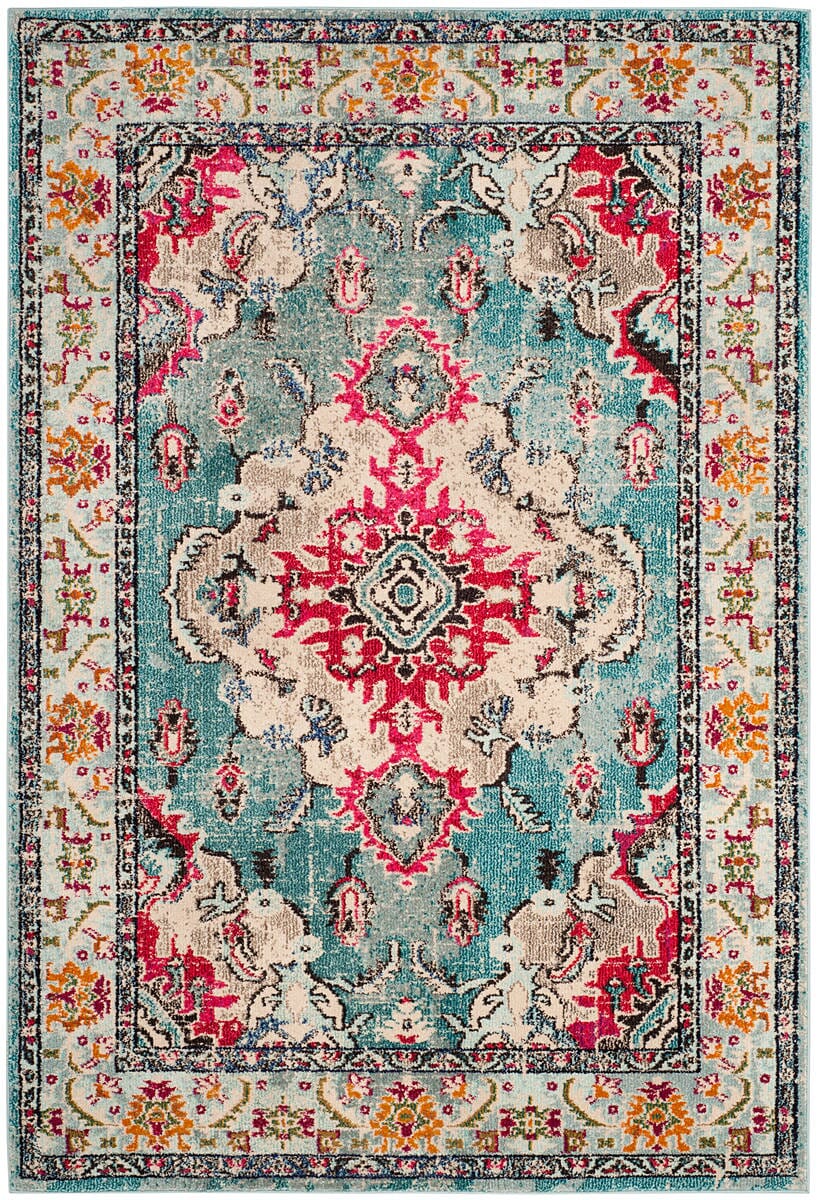 Safavieh Monaco Mnc243J Light Blue/Fuchsia Rug.
