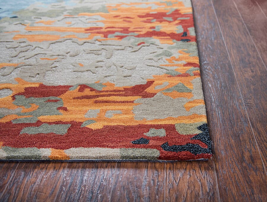 Rizzy Mod Mo999A Tan, Gray, Black, Orange, Red, Gold Organic / Abstract Area Rug