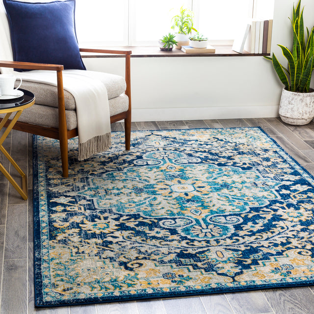 Surya Murat Mut-2320 Navy, Sky Blue, Medium Gray, Bright Yellow Rugs.