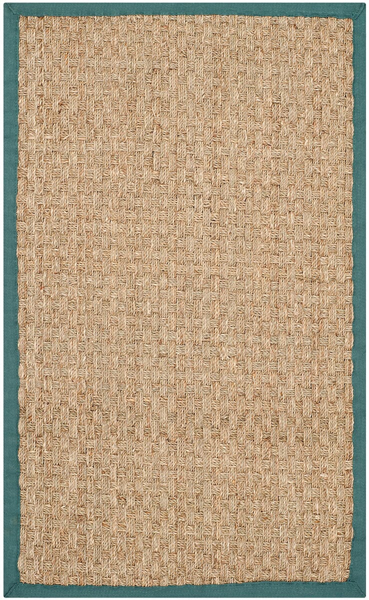 Safavieh Natural Fiber Nf114M Natural / Light Blue Rugs.