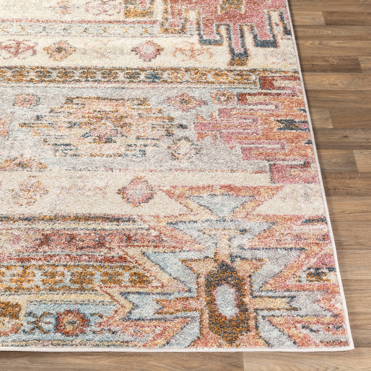 Surya New Mexico Nwm-2311 Light Gray, Burnt Orange, Bright Orange, Denim Rugs.