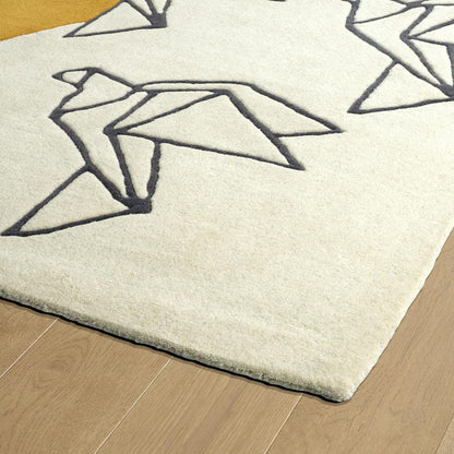 Kaleen Origami Org02-01 Ivory , Charcoal , Butterscotch Kids Area Rug
