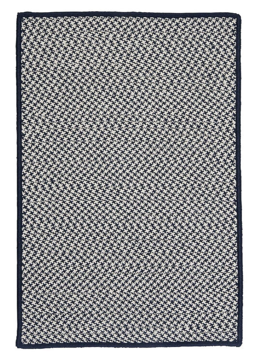 Colonial Mills Outdoor Houndstooth Tweed Ot59 Navy / Blue Bordered Area Rug