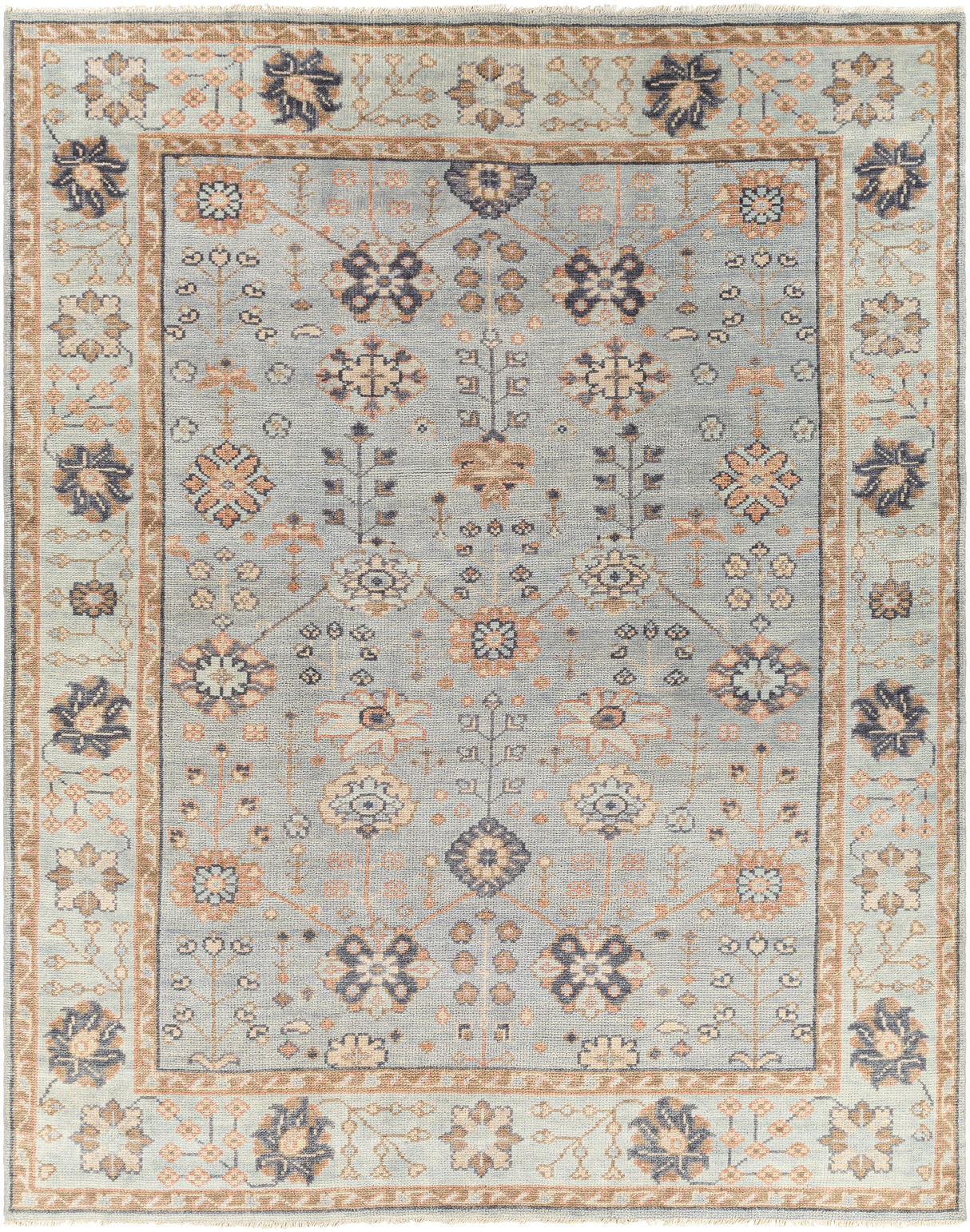Surya Palais Pal-2301 Pale Blue, Tan, Charcoal, Medium Gray Rugs.
