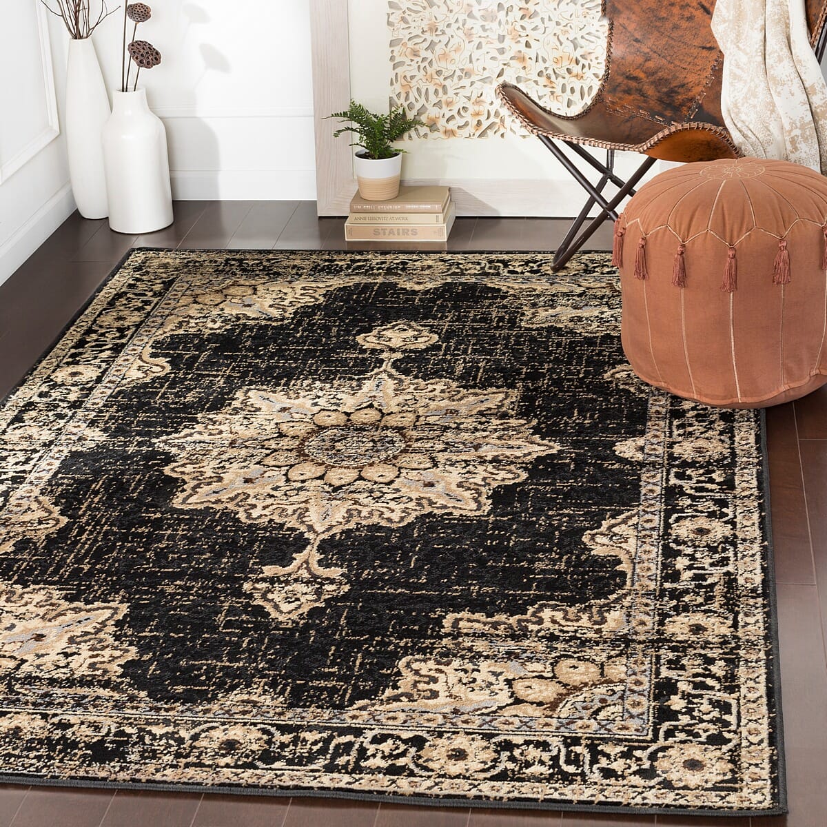 Surya Paramount Par-1089 Black, Charcoal, Khaki, Medium Gray Rugs.