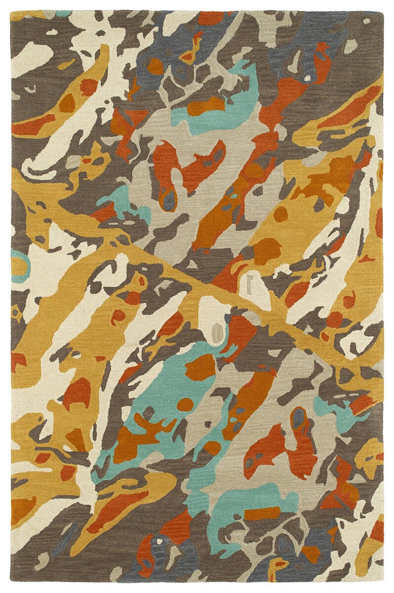 Kaleen Pastiche Pas01-86 Tangerine , Gold , Grey Organic / Abstract Area Rug