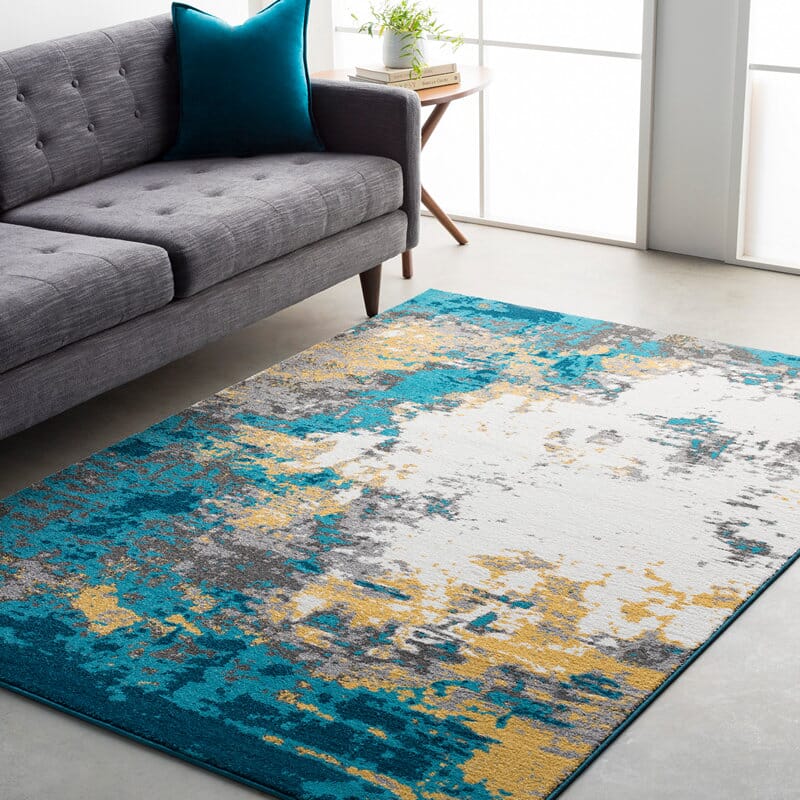 Surya Pepin Pei-1012 Aqua, Bright Blue, Mustard Rugs.