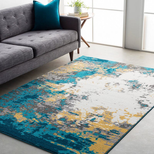 Surya Pepin Pei-1012 Aqua, Bright Blue, Mustard Rugs.