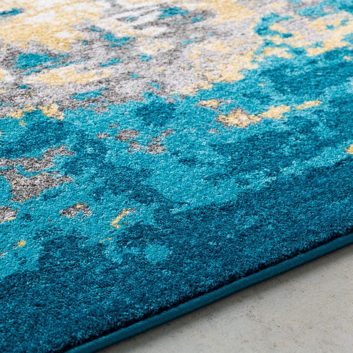 Surya Pepin Pei-1012 Aqua, Bright Blue, Mustard Rugs.