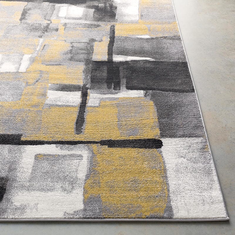 Surya Pepin Pei-1020 Black, Medium Gray, Mustard, Cream Rugs.