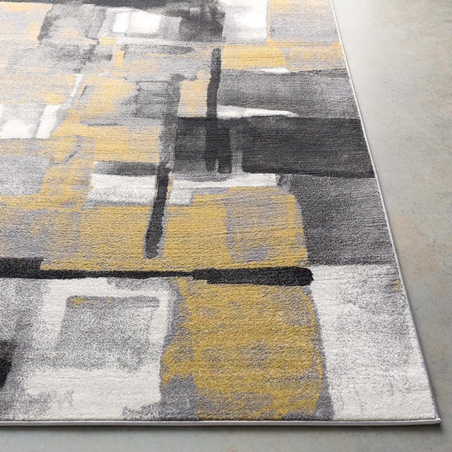 Surya Pepin Pei-1020 Black, Medium Gray, Mustard, Cream Rugs.